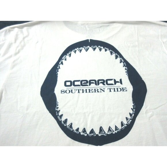 Southern Tide x Ocearch Mens SS Shark T shirt White Blue Boat Flag Gift Box NEW - Picture 2 of 6